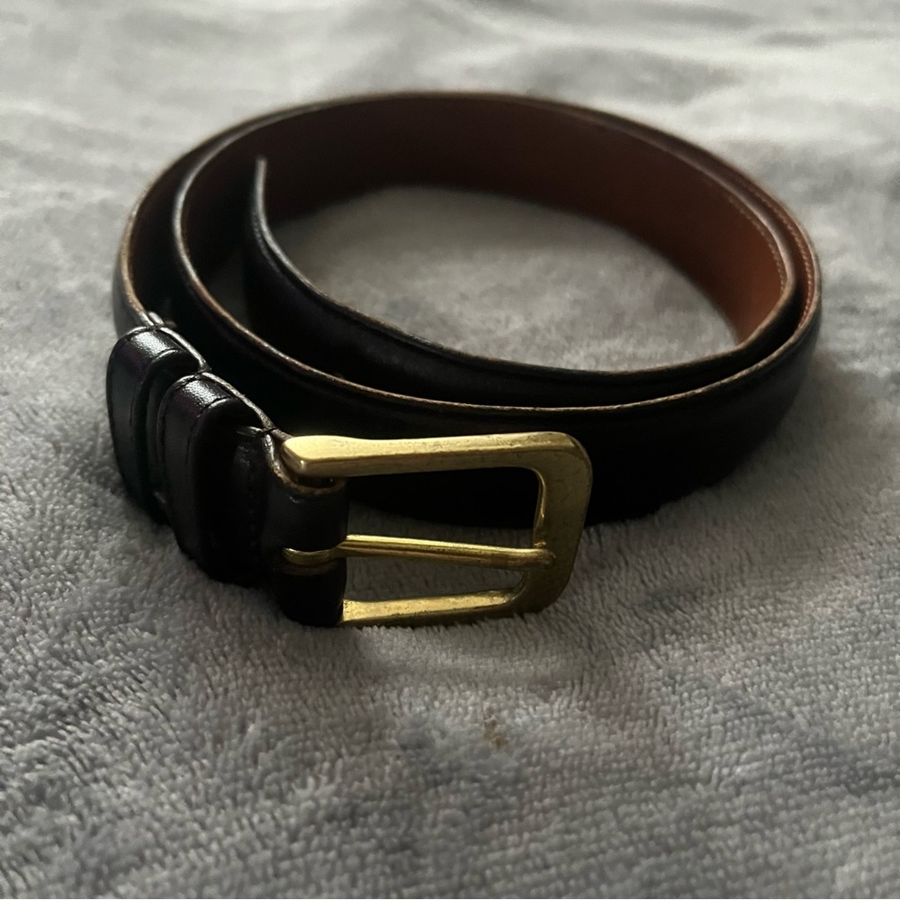 Coach Burgundy Leather Belt with Gold Buckle